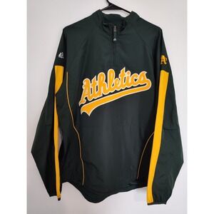 Majestic Oakland Athletics MLB Authentic Cool Base Quarter Zip Windbreaker L
